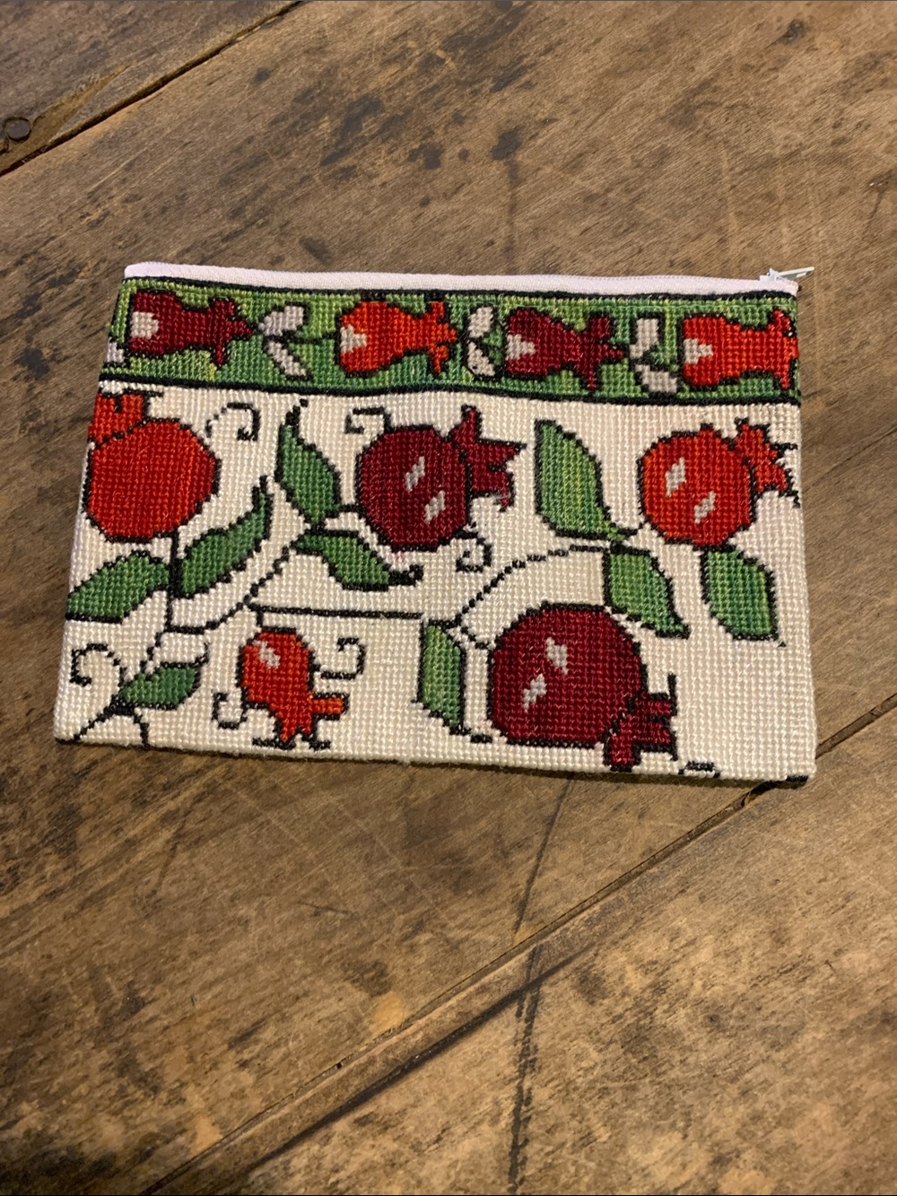 Perfect Pomegranate Woven Cosmetic Pouch - Red & Green